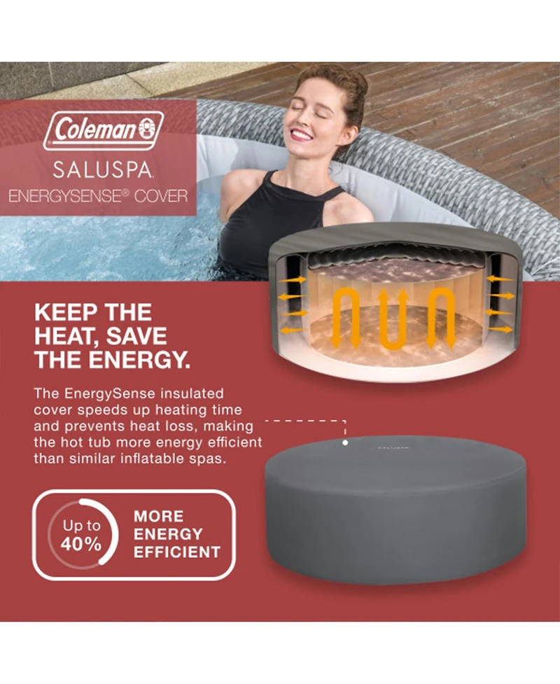 Coleman Sicily AirJet Round Inflatable Hot Tub with EnergySense Cover, Grey