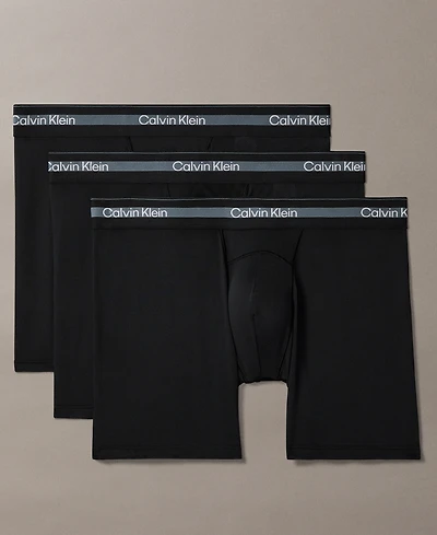 Calvin Klein Men's Stitch-Free Waistband Long Boxer Briefs, 3-Pack