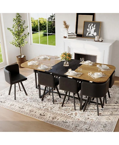 Streamdale Furniture 8-Seat Square Dining Set Wood Grain Table and 8 Chairs