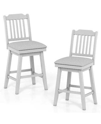 Slickblue Set of 2 Modern Swivel Bar Stools with Upholstered Seat for Kitchen Island and Counter