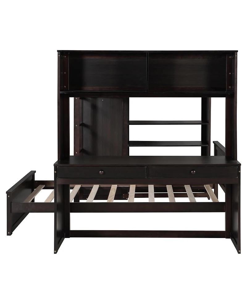 Streamdale Furniture Loft Bed With Twin Bed, Shelves, Desk, Wardrobe