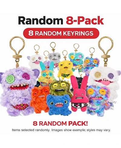 Fuggler Pack of 8 Zuru Fuggler Keyring 5 Inch Plush Toy Mystery Random Assortment