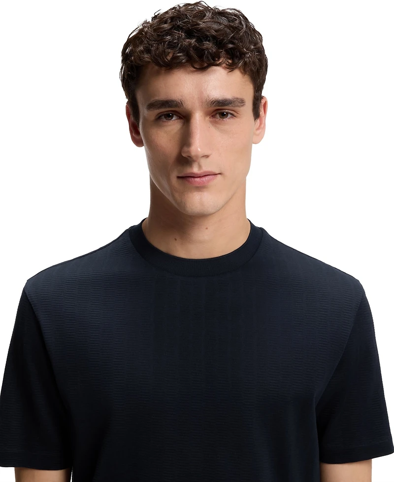 Boss by Hugo Men's Cotton Regular-Fit Jacquard Structure T-Shirt