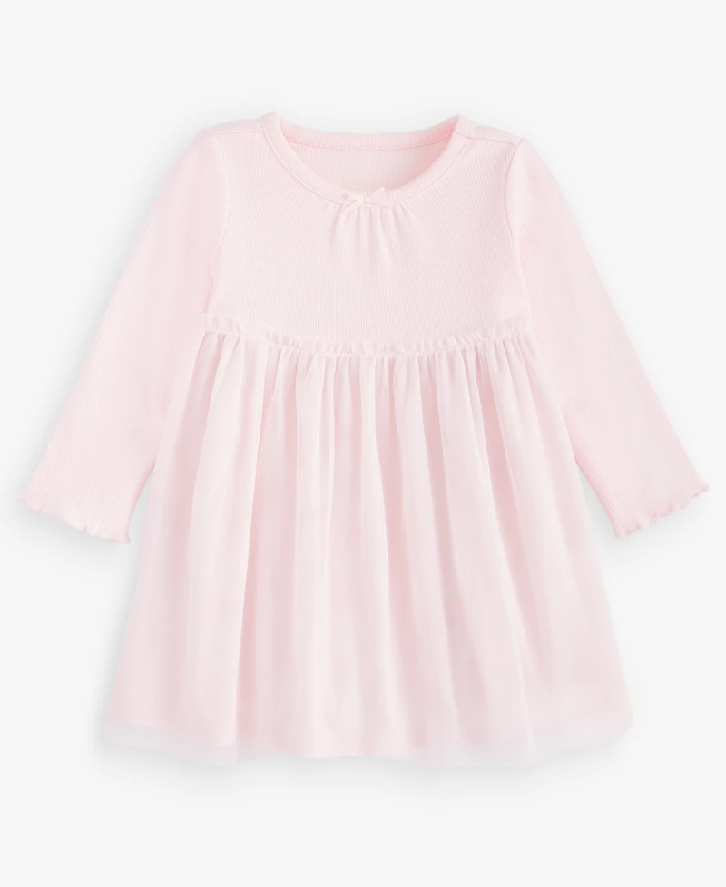 First Impressions Baby Girls' 0M-24M Long-Sleeve Tulle-Skirt Dress, Macy's Exclusive