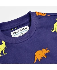Holly and Beau Boys Dinosaur Cotton Crew Neck Sweatshirt