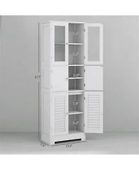 Clihome 3-Door Storage Cabinet, Mdf Freestanding Cabinet with Adjustable Shelves and Ventilated Doors