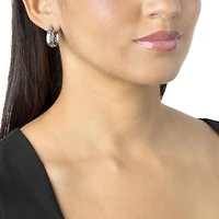 American West Jewelry Sterling Silver Kingman Turquoise Marquise Cut Huggie Hoop Earrings