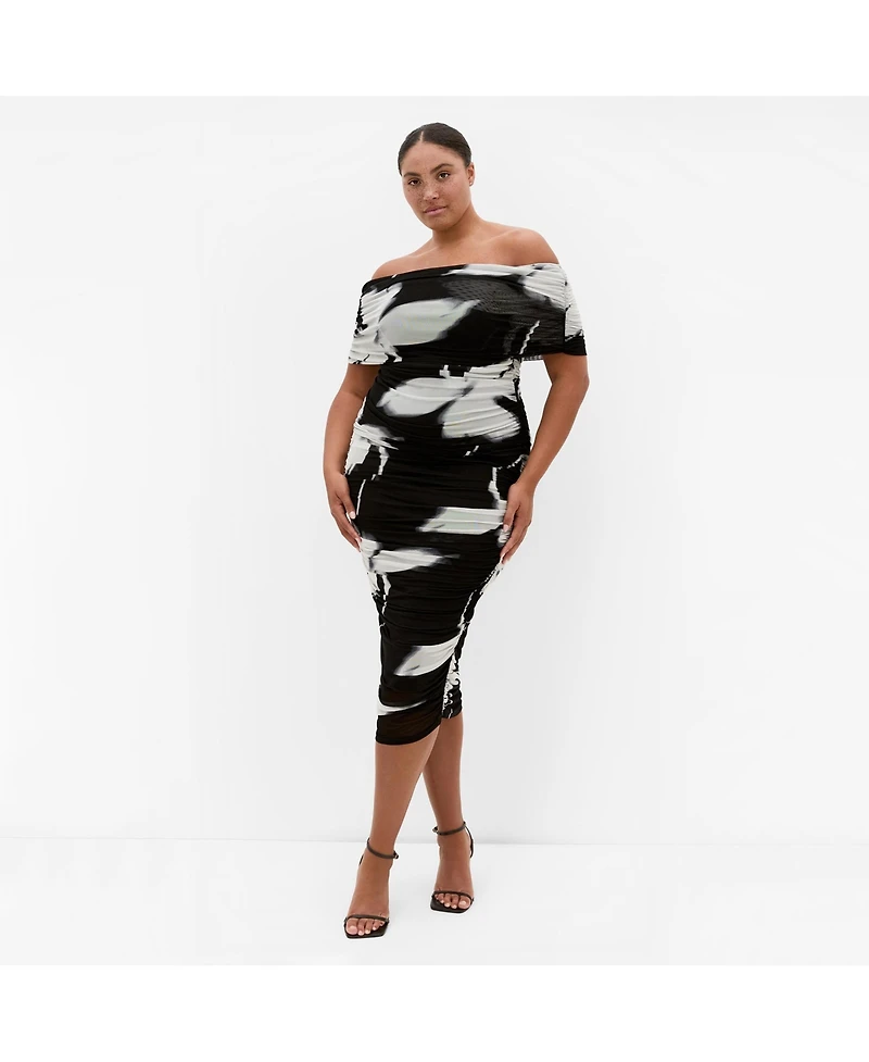 City Chic Women's Dana Blur Print Mesh Skirt
