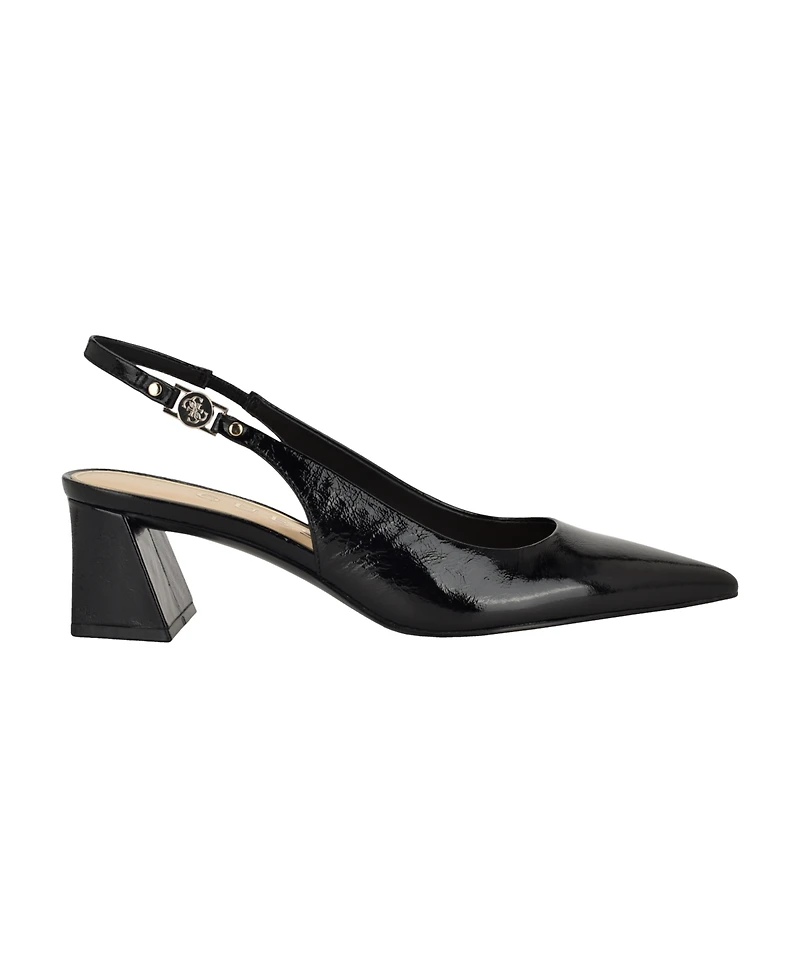 Guess Women's Sinya Leather Block Heel Slingback Pumps