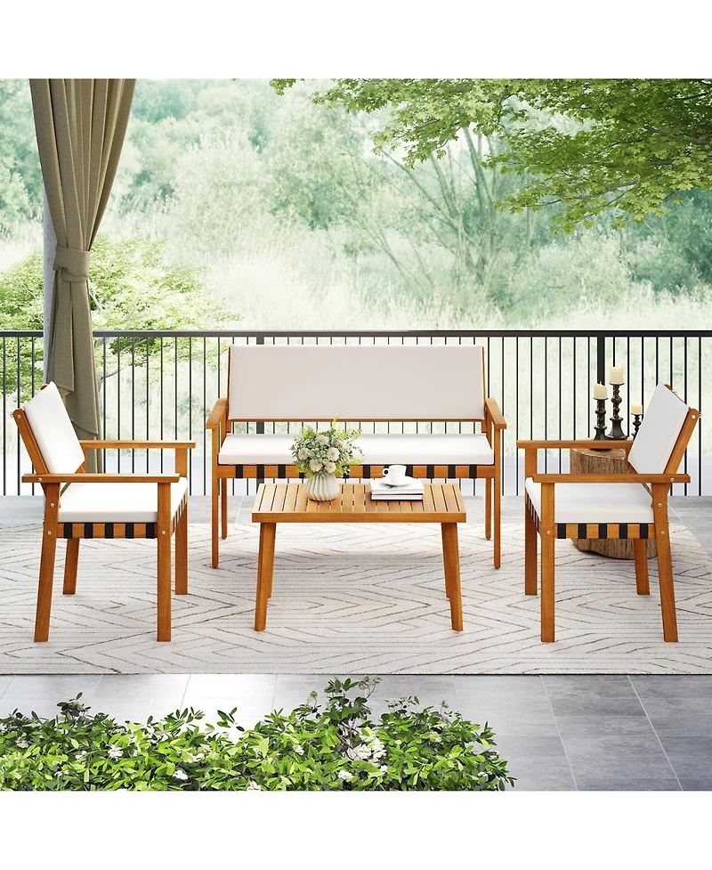 Slickblue Outdoor Patio Set 4 Piece with Coffee Table for Garden