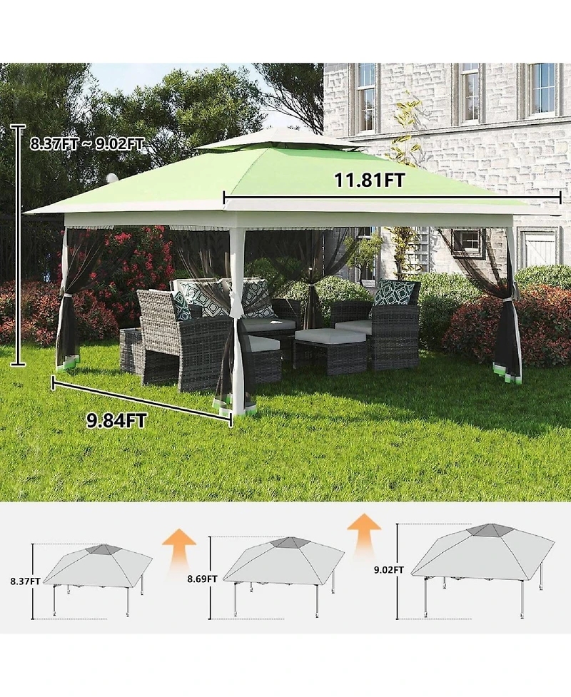 gaomon Pop Up Gazebo Canopy Tent for Backyard Patio Garden with 4 Sand Bags, Green