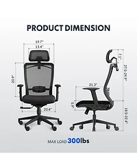 FlexiSpot C3FM Ergonomic Office Chair with Foam Seat and Mesh Back, Adjustable Headrest and Lumbar Support, Swivel Desk Chair for Home Office -