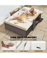 Outsunny Rat Outdoor Daybed w/4-Level Adjustable Backrest,