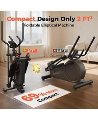 Fed Fitness Foldable Elliptical Machine for Home, 15IN Stride Compact Folding Cross Trainer with 16 Magnetic Resistance Levels