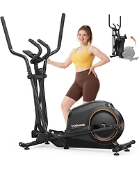 Fed Fitness Foldable Elliptical Machine for Home, 15IN Stride Compact Folding Cross Trainer with 16 Magnetic Resistance Levels