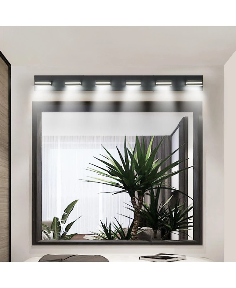 Busdays Modern Black Led Vanity Light 6 Lights Wall Sconce for Bathroom Mirror Sleek Minimalist Design Easy to Install