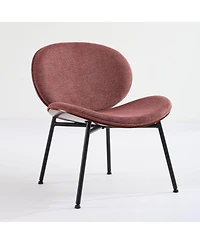 Clihome Mid-Century Modern Shell Chair Single Side Chair Tripod Black Leather Lounge Chair in Walnut Finish Comfortable Backrest