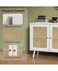 homfan 47.2" rattan buffet cabinet with adjustable shelves-versatile coffee bar and storage sideboard for kitchen or living spaces.