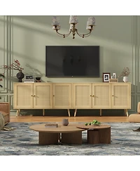 homfan 47.2" rattan buffet cabinet with adjustable shelves-versatile coffee bar and storage sideboard for kitchen or living spaces.