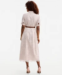Anne Klein Women's Floral Lace Belted Shirtdress