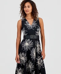 Anne Klein Women's Belted Embroidered Dress