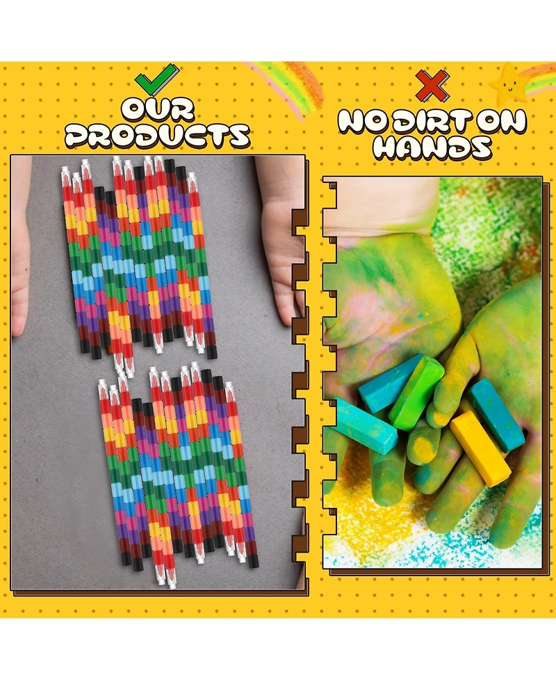 Gnuadz Stackable Crayons Buildable Rainbow Pencils Party Favors Pack of 20