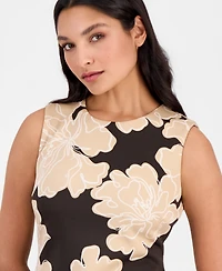Anne Klein Women's Printed Sleeveless Scuba Sheath Dress