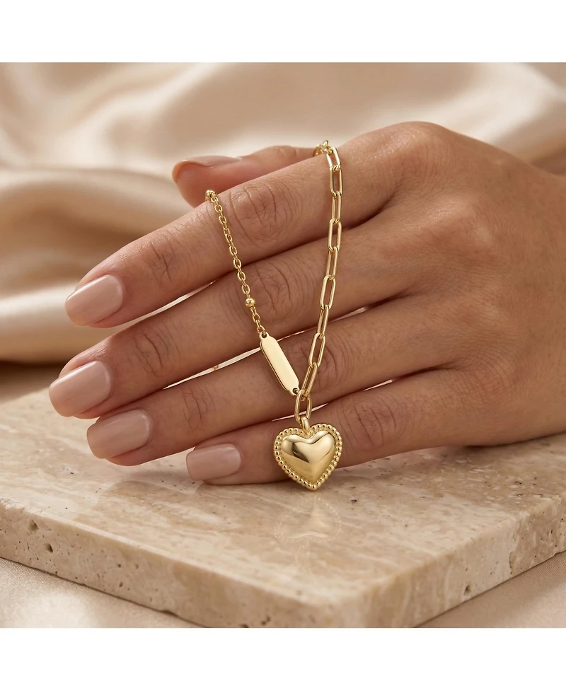 14K Gold Plated Sleek Heart Pendant Chain Necklace
