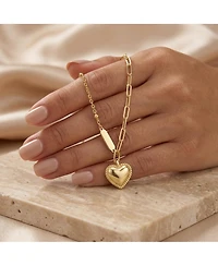 14K Gold Plated Sleek Heart Pendant Chain Necklace