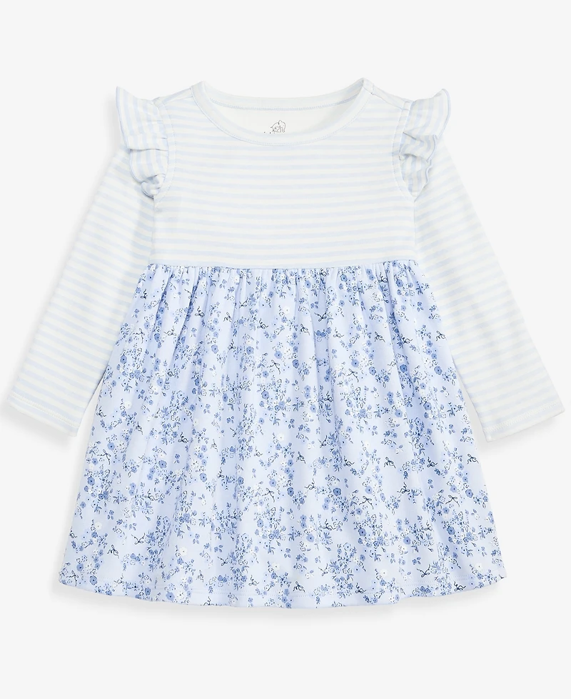 First Impressions Baby Girls' 0M-24M Long-Sleeve Mixed-Print Dress, Macy's Exclusive