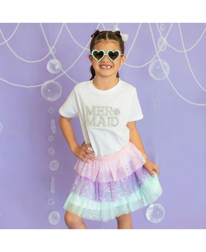 Sweet Wink Toddler Girls Mermaid Pearl Patch Short Sleeve T-Shirt