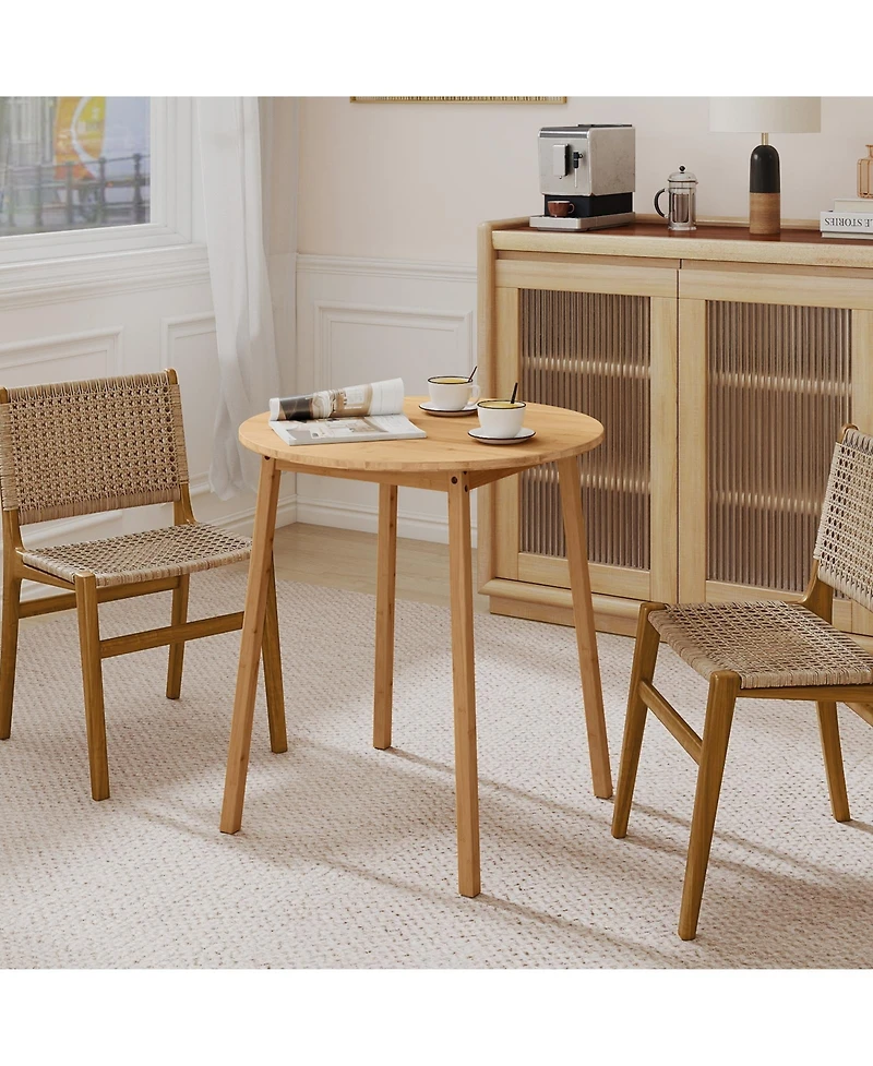 Slickblue Wicker Round Dining Table for 2-4 Person Patio Table