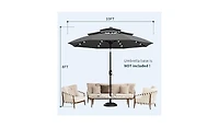gaomon 3-Tier Patio Umbrella, Easy Crank and Push Button Tilt for Pool, Deck, Yard, Garden with Led Lights (No Base)