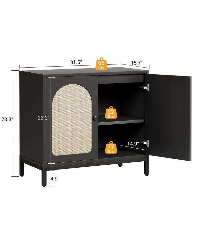 homfan Farmhouse Buffet Cabinet with Internal Shelving and Elevated Base - Durable Waterproof Storage Sideboard for Kitchen and Dining Room