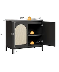 homfan Farmhouse Buffet Cabinet with Internal Shelving and Elevated Base - Durable Waterproof Storage Sideboard for Kitchen and Dining Room