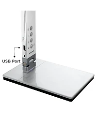 360 Lighting Jett 16 1/2" High Small Modern Desk Lamps Set of 2 Usb Port Night Light Led Silver Metal Home Office Charging