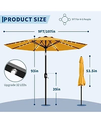 gaomon Outdoor Table Patio Umbrella, Waterproof Uv Protection with Solar Lights