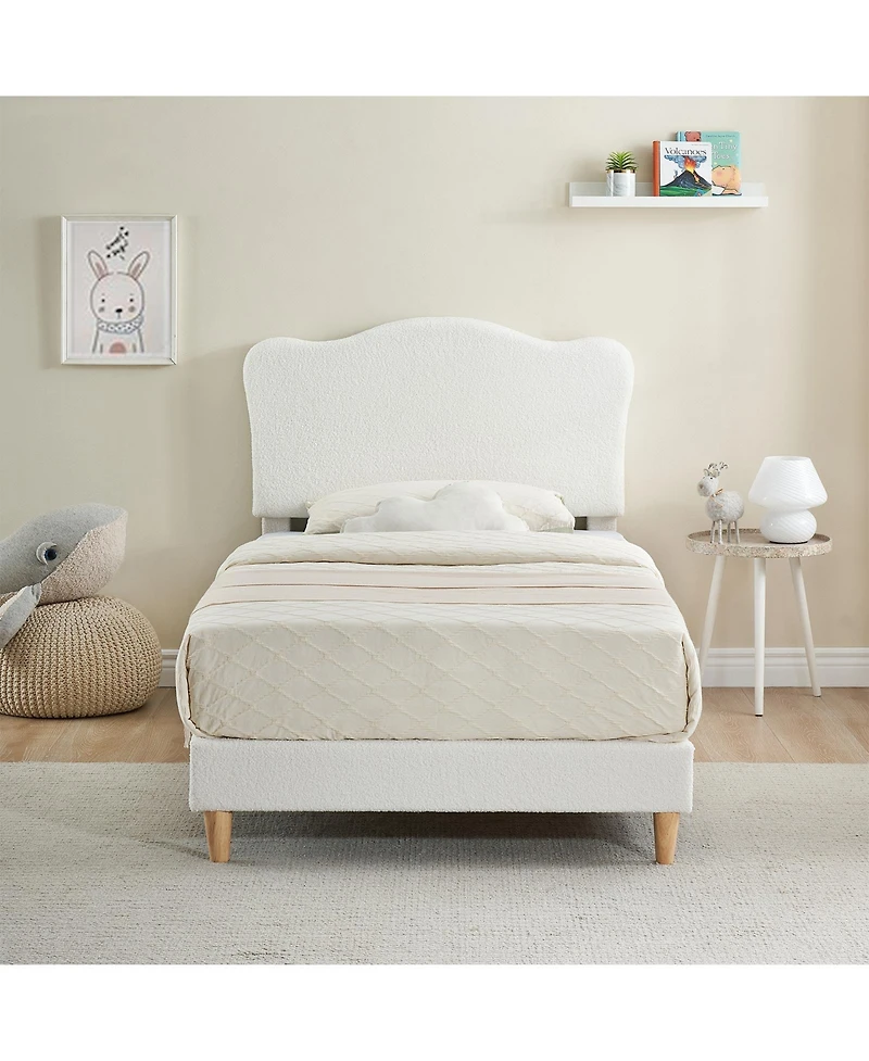 gaomon Twin Bed Frame, Platform Bed with Boucle Headboard