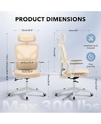 gaomon Ergonomic Mesh Office Chair with Adjustable Lumbar Support, High-Back Design, Headrest and 3D Armrests