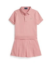 Polo Ralph Lauren Girls' 7-16 Stretch Mesh Boxy Shirt and Skirt, 2-Piece Set