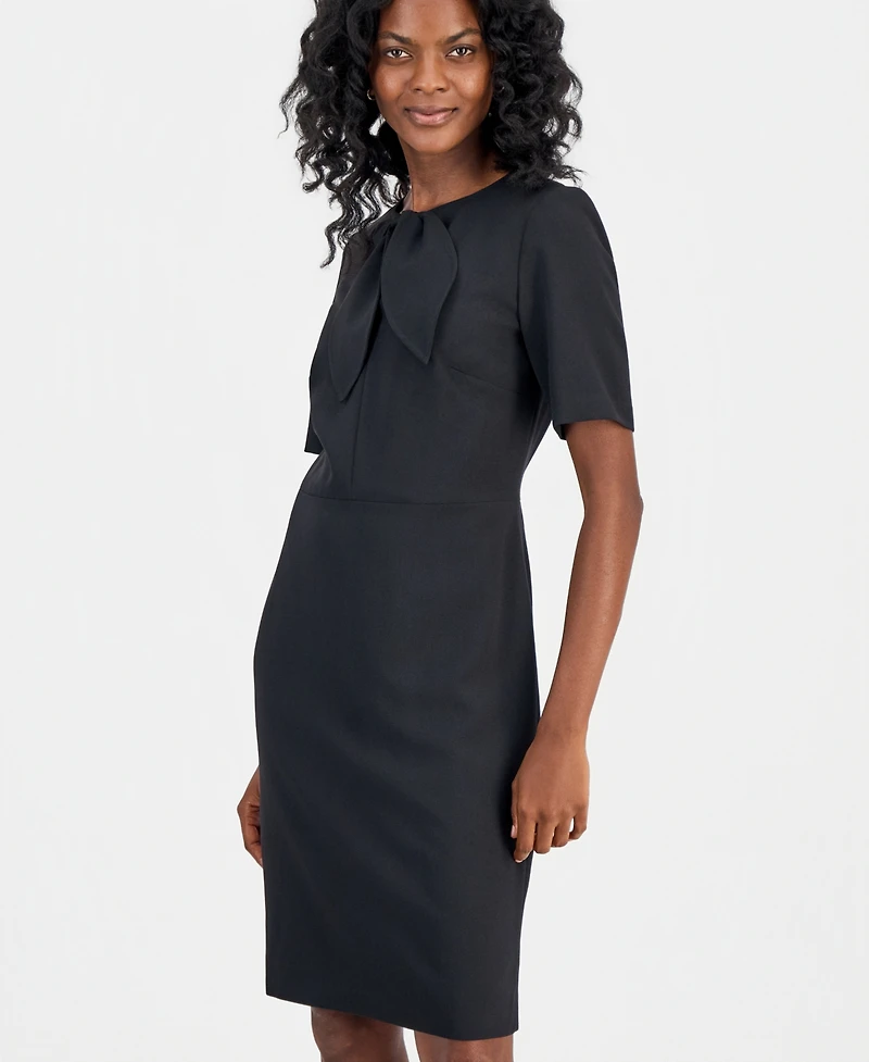 Kasper Women's Tie-Neck Short-Sleeve Sheath Dress