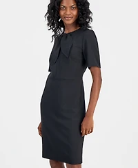 Kasper Women's Tie-Neck Short-Sleeve Sheath Dress