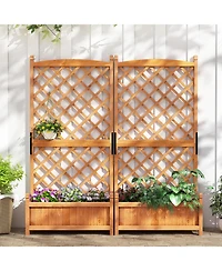 Sugift 60 in Tall Raised Garden Bed with Lattice Trellis and Drainage