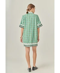 English Factory Women's Boucle Mini Shirt Dress with Ric Rac Trim