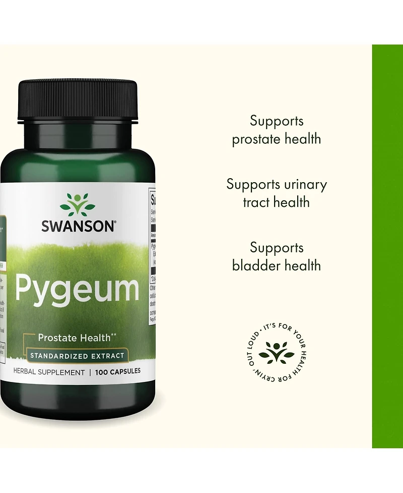 Swanson Pygeum Herbal Supplement for Male Prostate, Bladder and Urinary Health, Men's Health Support 100 Capsules
