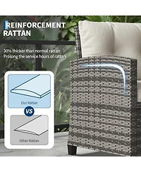 GarveeLife 3-Piece Pe Rattan Patio Conversation Set with Cushions Outdoor Wicker Chairs and Tempered Glass Coffee Table