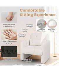 Slickblue Chenille Upholstered Accent Chair with Lumbar Pillow, Modern Armchair for Bedroom