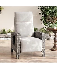 GarveeLife Outdoor Reclining Chair Patio with Adjustable Backrest and Footrest, All-Weather Wicker Chaise Lounge