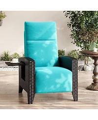 GarveeLife Outdoor Reclining Chair Reclining Patio Chair with Adjustable Backrest and Footrest, All-Weather Wicker Chaise Lounge Chair