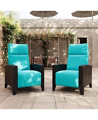 GarveeLife Outdoor Reclining Chair Reclining Patio Chair with Adjustable Backrest and Footrest, All-Weather Wicker Chaise Lounge Chair